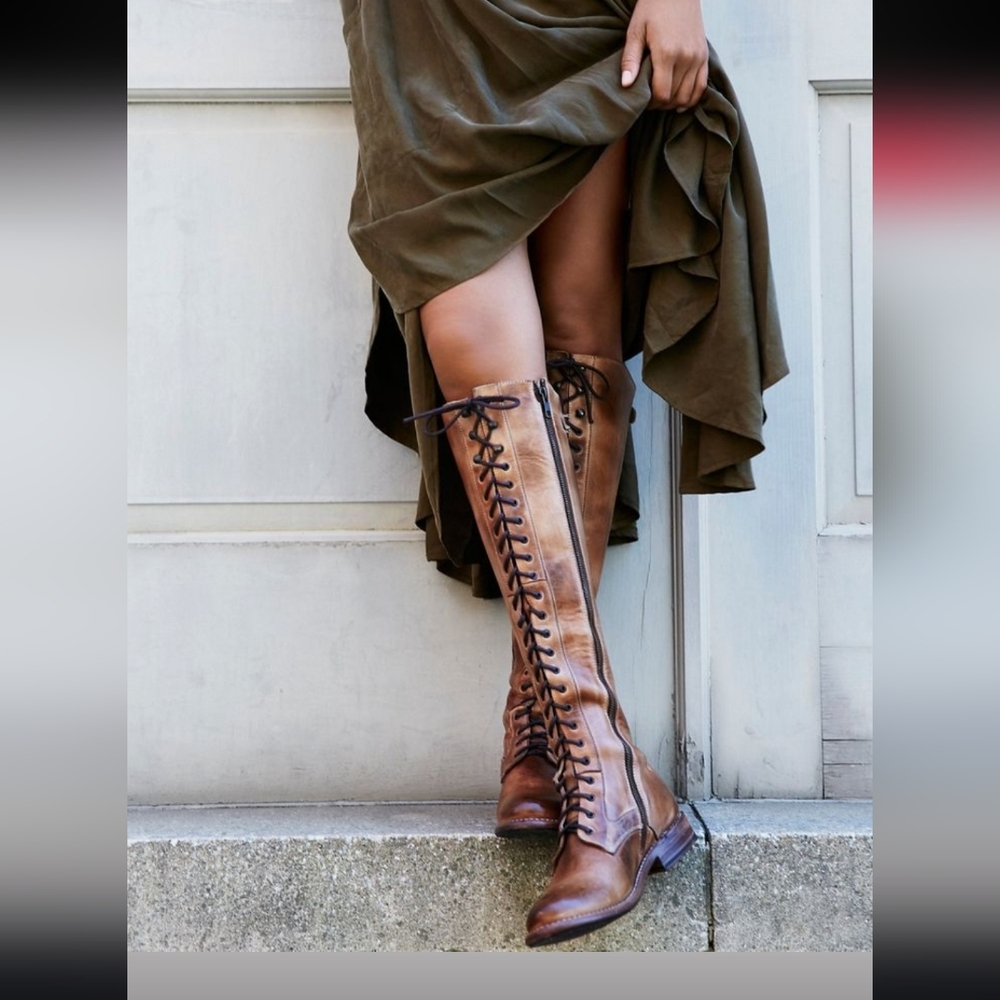 🚫sold🚫BED|STU DELLA Tall Lace-Up Boots in Distressed Brown